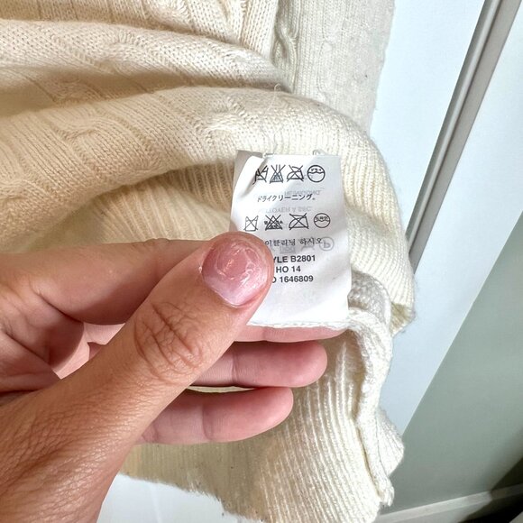 J. Crew Cream Cable Knit Wool Blend Crew Neck Lightweight Preppy Minimalist M - Picture 4 of 5